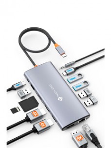 ESTACION DE PUERTOS/DOCKING STATION NOVOO 14-IN-1, INTERFAZ USB-C, PLUG-AND-PLAY
