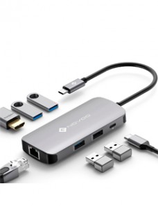 ESTACION DE PUERTOS/DOCKING STATION NOVOO 7-IN-1,INTERFAZ USB-C, PLUG-AND-PLAY