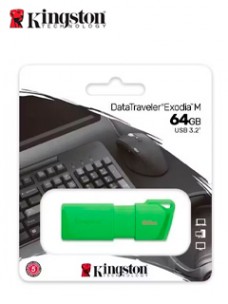 MEMORIA FLASH USB DATATRAVELER EXODIA M, 64GB, USB 3.2 GEN 1 (TIPO-A) NEON GREEN (VER