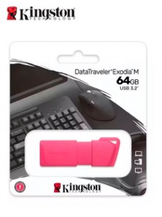 MEMORIA FLASH USB DATATRAVELER EXODIA M, 64GB, USB 3.2 GEN 1 (TIPO-A) NEON PINK (ROSA