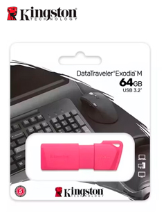 MEMORIA FLASH USB DATATRAVELER EXODIA M, 64GB, USB 3.2 GEN 1 (TIPO-A) NEON PINK (ROSA