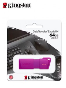 MEMORIA FLASH USB DATATRAVELER EXODIA M, 64GB, USB 3.2 GEN 1 (TIPO-A) NEON PURPLE (MO