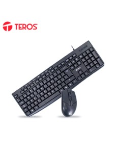 KIT TECLADO Y MOUSE TEROS TE-5012S, USB, 1000 DPI, 3 BOTONES, 105 + 8 TECLAS, NEGRO