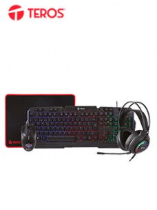 KIT GAMER TEROS TE-4063N, TECLADO MULTIMEDIA, MOUSE, HEADSET, MOUSE PADLLEVA TU 
