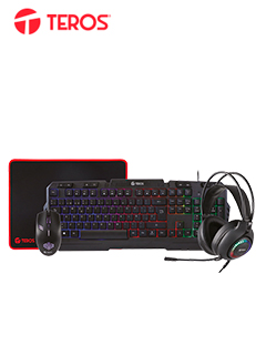 KIT GAMER TEROS TE-4063N, TECLADO MULTIMEDIA, MOUSE, HEADSET, MOUSE PADLLEVA TU 
